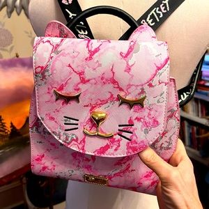Betsey Johnson like new pretty kitty mini backpack adorable